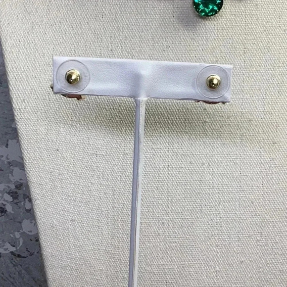 Green and Gold Rhinestone Set Necklace and Earrings 1950’s style Bling - Picture 4 of 4